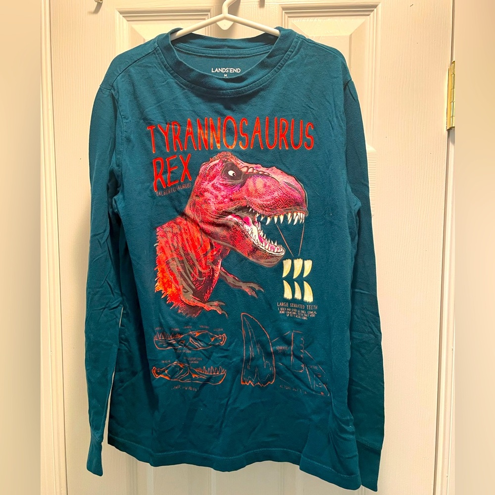 Lands’ End Boys 10-12 Dino L/S Graphic Tee